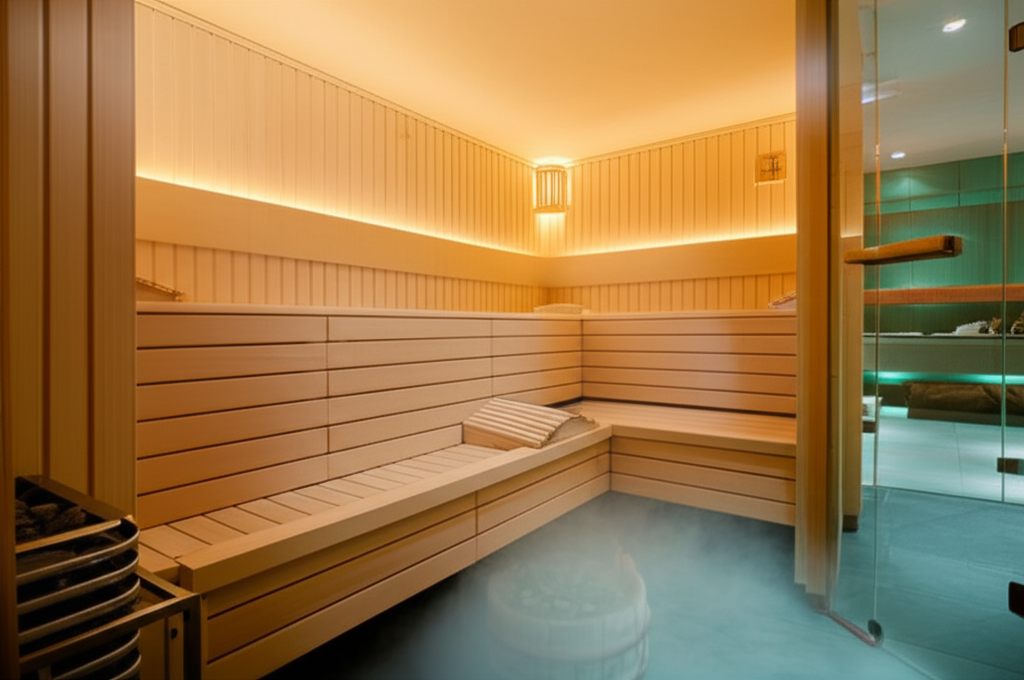 Animated background of a luxury hotel sauna